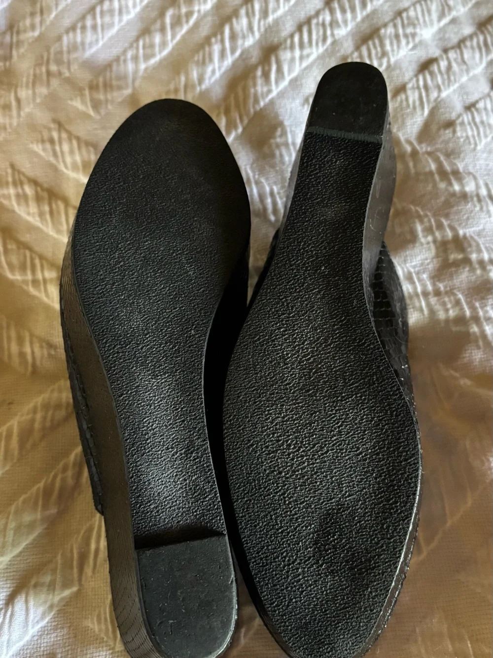 Black leather Faux Snakeskin Slide Mules